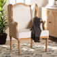bali & pari Rachana Traditional French Beige Fabric and Honey Oak Finished Wood Accent Chair FredCo