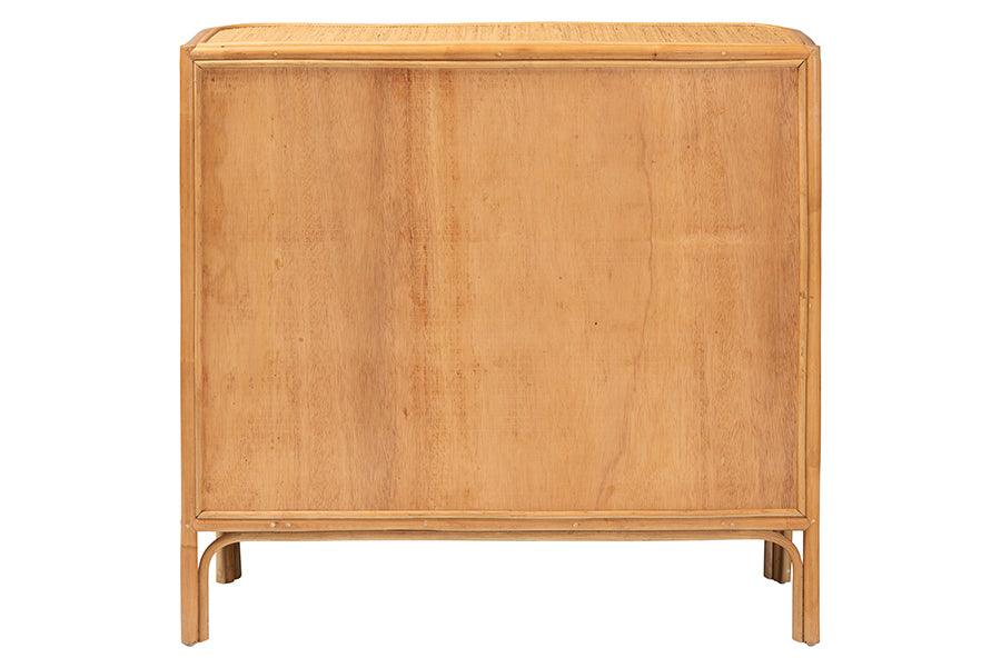 bali & pari Radenza Bohemian Light Honey Rattan 3-Drawer Storage Cabinet FredCo