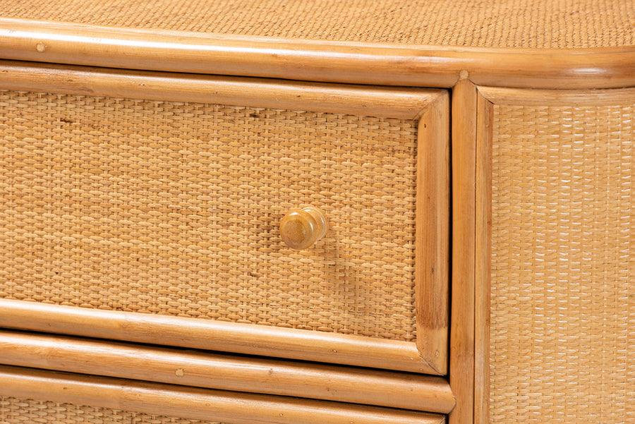 bali & pari Radenza Bohemian Light Honey Rattan 3-Drawer Storage Cabinet FredCo