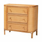 bali & pari Radenza Bohemian Light Honey Rattan 3-Drawer Storage Cabinet FredCo