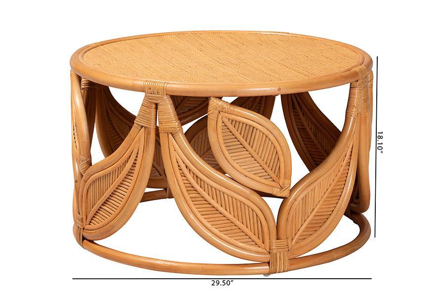 bali & pari Raflesia Modern Bohemian Natural Rattan Coffee Table FredCo