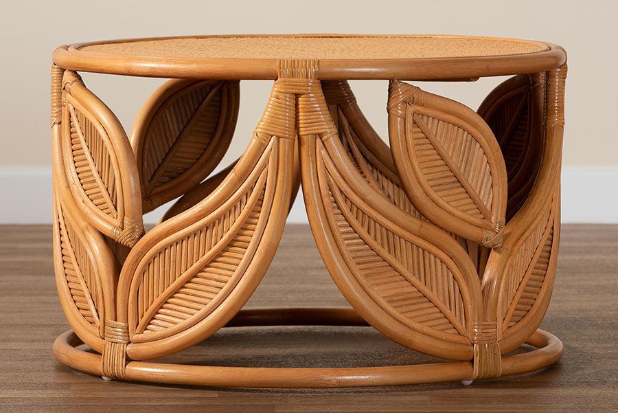 bali & pari Raflesia Modern Bohemian Natural Rattan Coffee Table FredCo