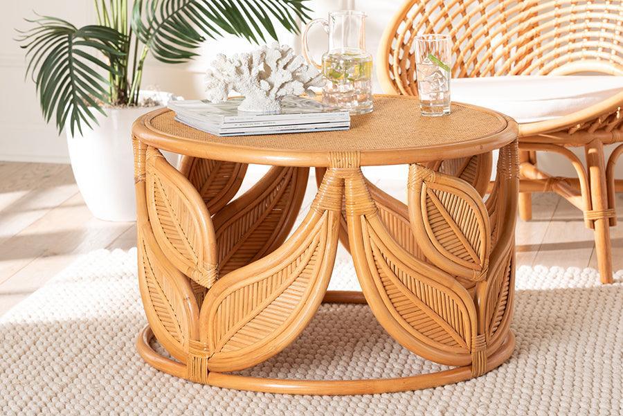 bali & pari Raflesia Modern Bohemian Natural Rattan Coffee Table FredCo