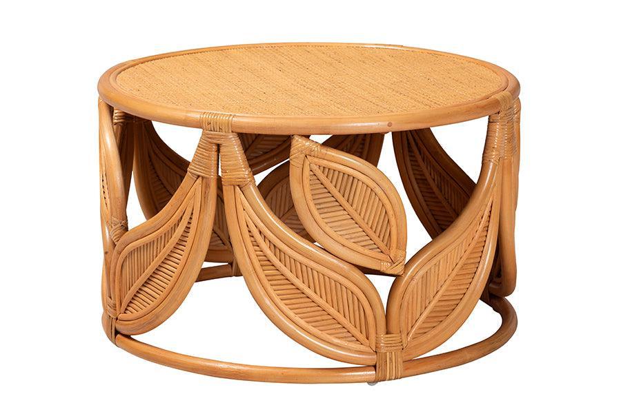 bali & pari Raflesia Modern Bohemian Natural Rattan Coffee Table FredCo