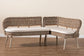 bali & pari Raisa Modern Bohemian Greywashed Seagrass and Acacia Wood 2-Piece Dining Nook Banquette Set FredCo