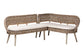 bali & pari Raisa Modern Bohemian Greywashed Seagrass and Acacia Wood 2-Piece Dining Nook Banquette Set FredCo