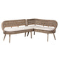 bali & pari Raisa Modern Bohemian Greywashed Seagrass and Acacia Wood 2-Piece Dining Nook Banquette Set FredCo