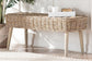 bali & pari Raisa Modern Bohemian Natural Kubu Rattan and Grey Acacia Wood Accent Bench FredCo