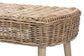 bali & pari Raisa Modern Bohemian Natural Kubu Rattan and Grey Acacia Wood Accent Bench FredCo