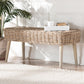 bali & pari Raisa Modern Bohemian Natural Kubu Rattan and Grey Acacia Wood Accent Bench FredCo