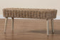 bali & pari Raisa Modern Bohemian Natural Kubu Rattan and Grey Acacia Wood Accent Bench FredCo