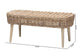 bali & pari Raisa Modern Bohemian Natural Kubu Rattan and Grey Acacia Wood Accent Bench FredCo