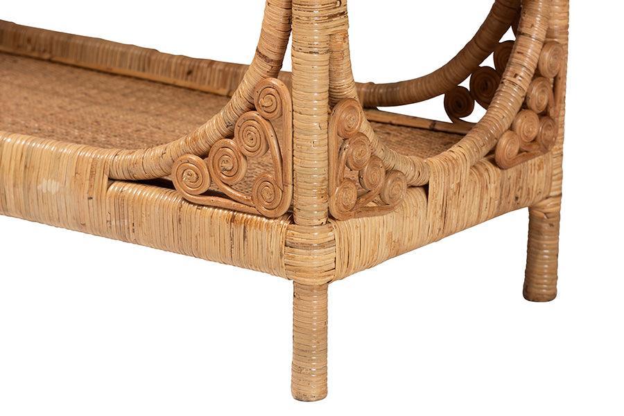 bali & pari Ramona Modern Bohemian Light Honey Rattan Console Table FredCo