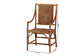 Rustic woven rattan armchair with wooden frame, 40x23x21.7 inches, FredCo International furniture