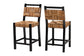 bali & pari Raniya Seagrass Counter Stool Set of 2 - Solid Mango Wood Frame with Woven Seat and Backrest, Rustic Boho Style Dining or Kitchen Island Seating, Black FredCo