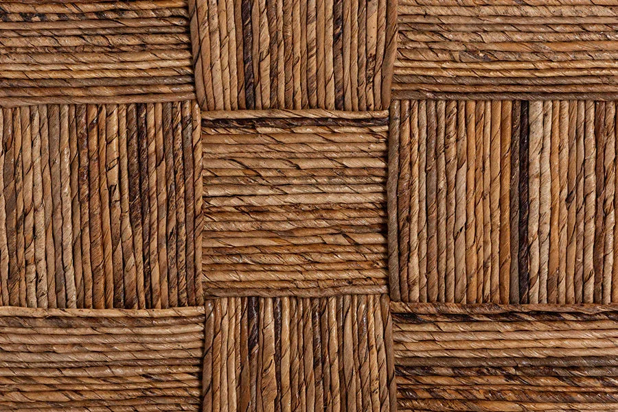 bali & pari Raniya Seagrass Counter Stool Set of 2 - Solid Mango Wood Frame with Woven Seat and Backrest, Rustic Boho Style Dining or Kitchen Island Seating, Black FredCo