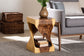 bali & pari Rapha Hand-carved Suar Wood Side Table with Shelf - Sculptural Accent Table with Twist Design, Modern Boho Style for Living Room or Bedroom FredCo