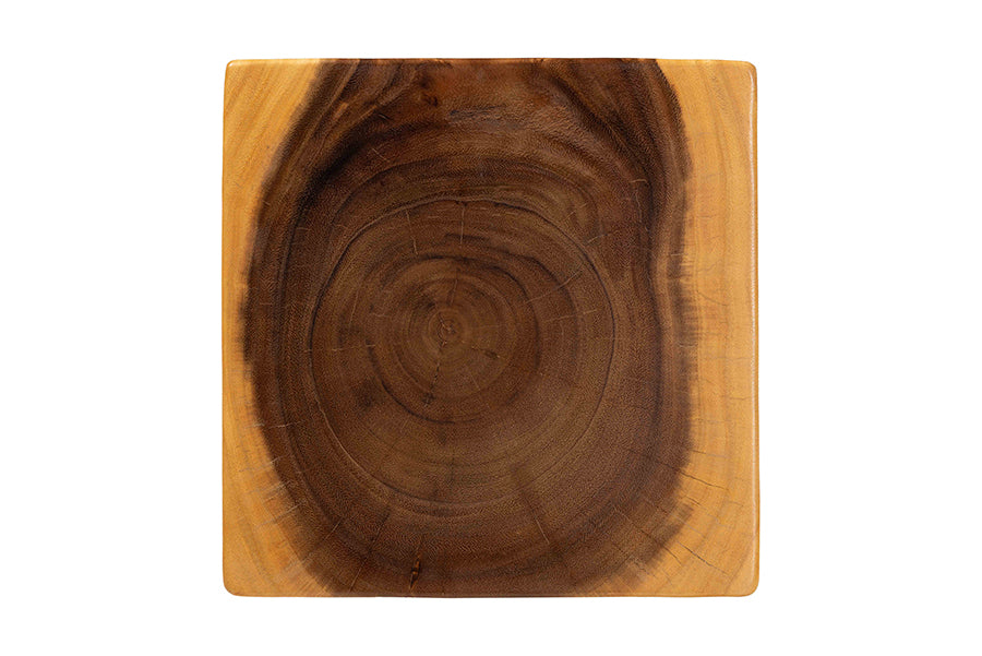 bali & pari Rapha Hand-carved Suar Wood Side Table with Shelf - Sculptural Accent Table with Twist Design, Modern Boho Style for Living Room or Bedroom FredCo