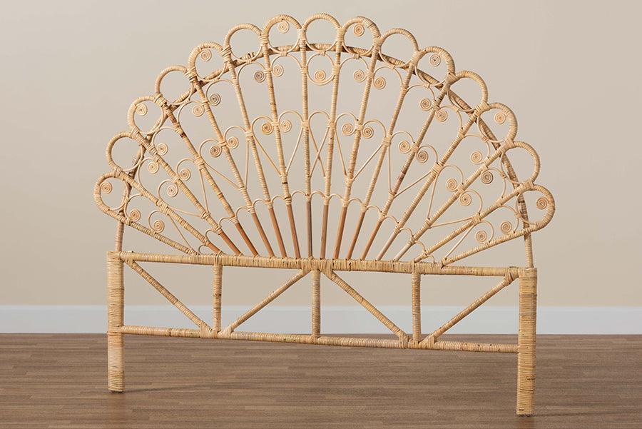 bali & pari Rasima Modern Bohemian Natural Brown Rattan Queen Size Standalone Headboard FredCo
