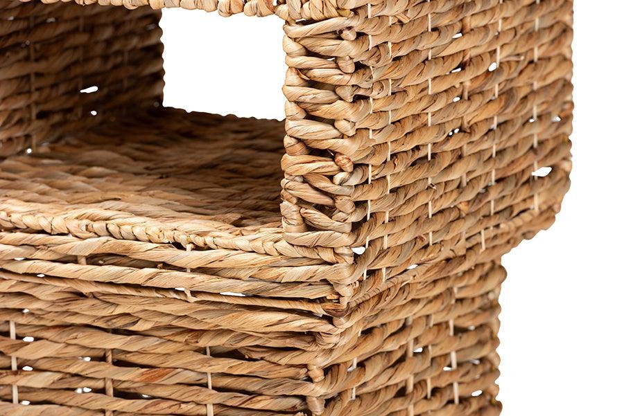 bali & pari Raziel Modern Bohemian Natural Brown Seagrass and Wood End Table FredCo