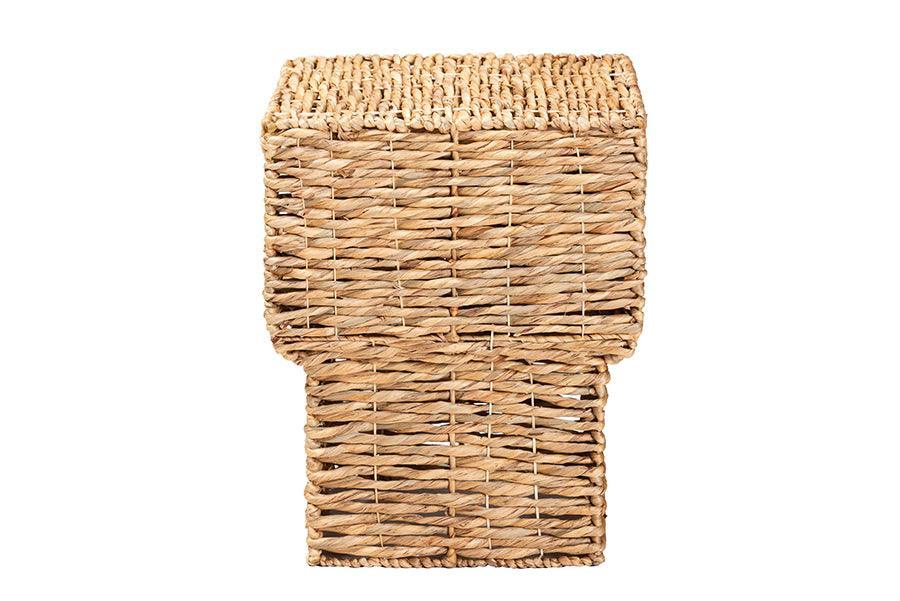 bali & pari Raziel Modern Bohemian Natural Brown Seagrass and Wood End Table FredCo