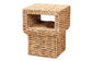 bali & pari Raziel Modern Bohemian Natural Brown Seagrass and Wood End Table FredCo