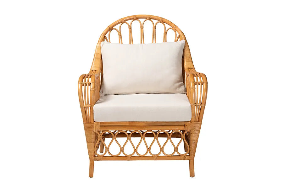 bali & pari Reina Bohemian Light Honey Rattan Arm Chair FredCo