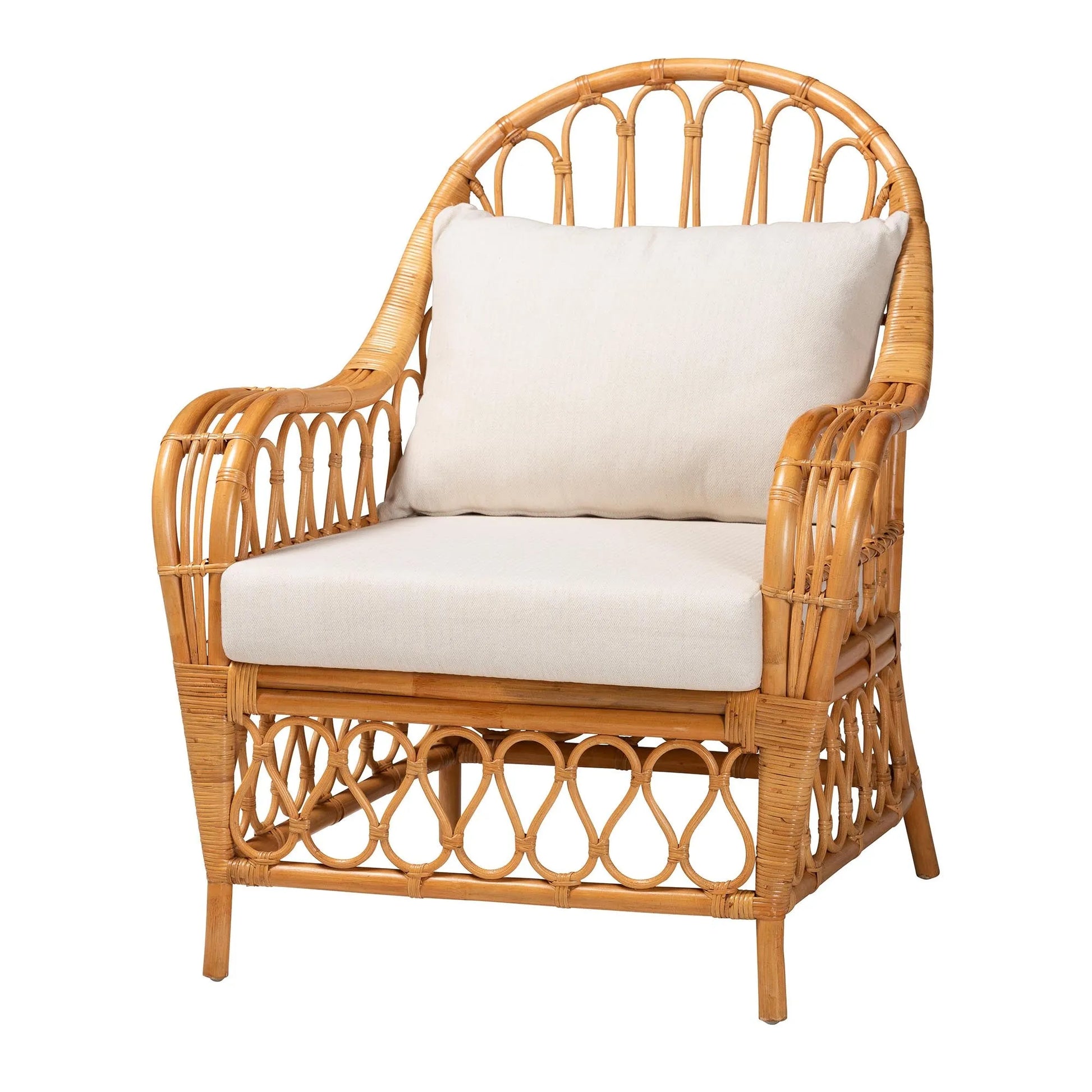 bali & pari Reina Bohemian Light Honey Rattan Arm Chair FredCo