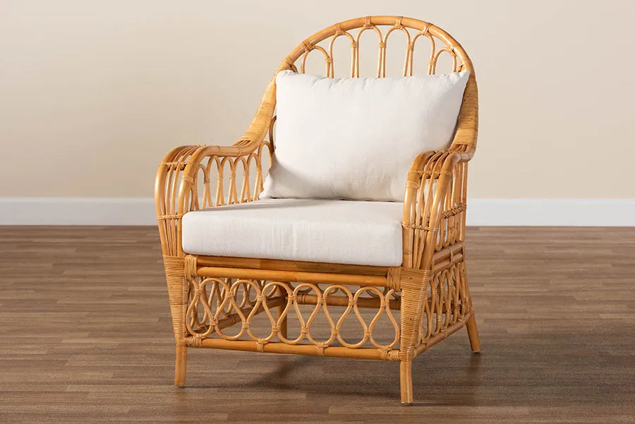 bali & pari Reina Bohemian Light Honey Rattan Arm Chair FredCo