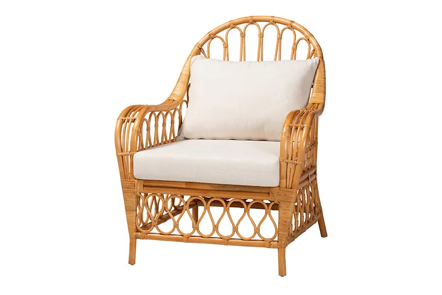 bali & pari Reina Bohemian Light Honey Rattan Arm Chair FredCo
