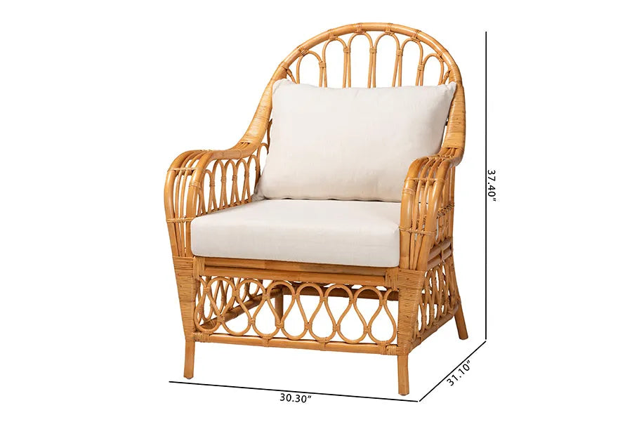 bali & pari Reina Bohemian Light Honey Rattan Arm Chair FredCo