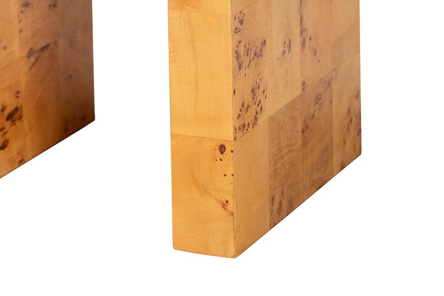 bali & pari Revelle Modern and Contemporary Natural Light Mappa Burl Wood End Table FredCo