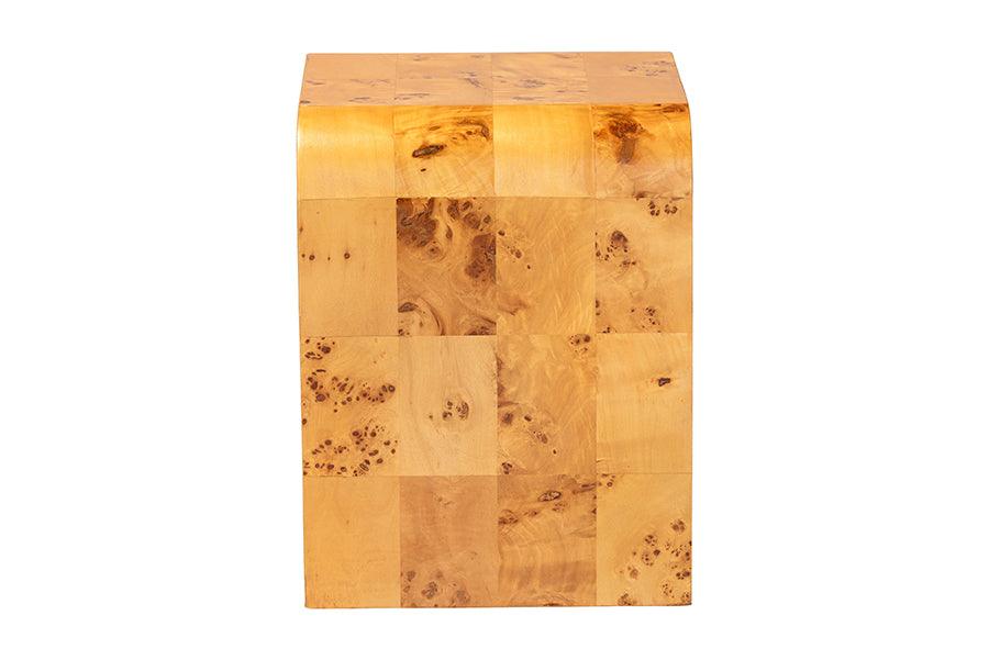 bali & pari Revelle Modern and Contemporary Natural Light Mappa Burl Wood End Table FredCo