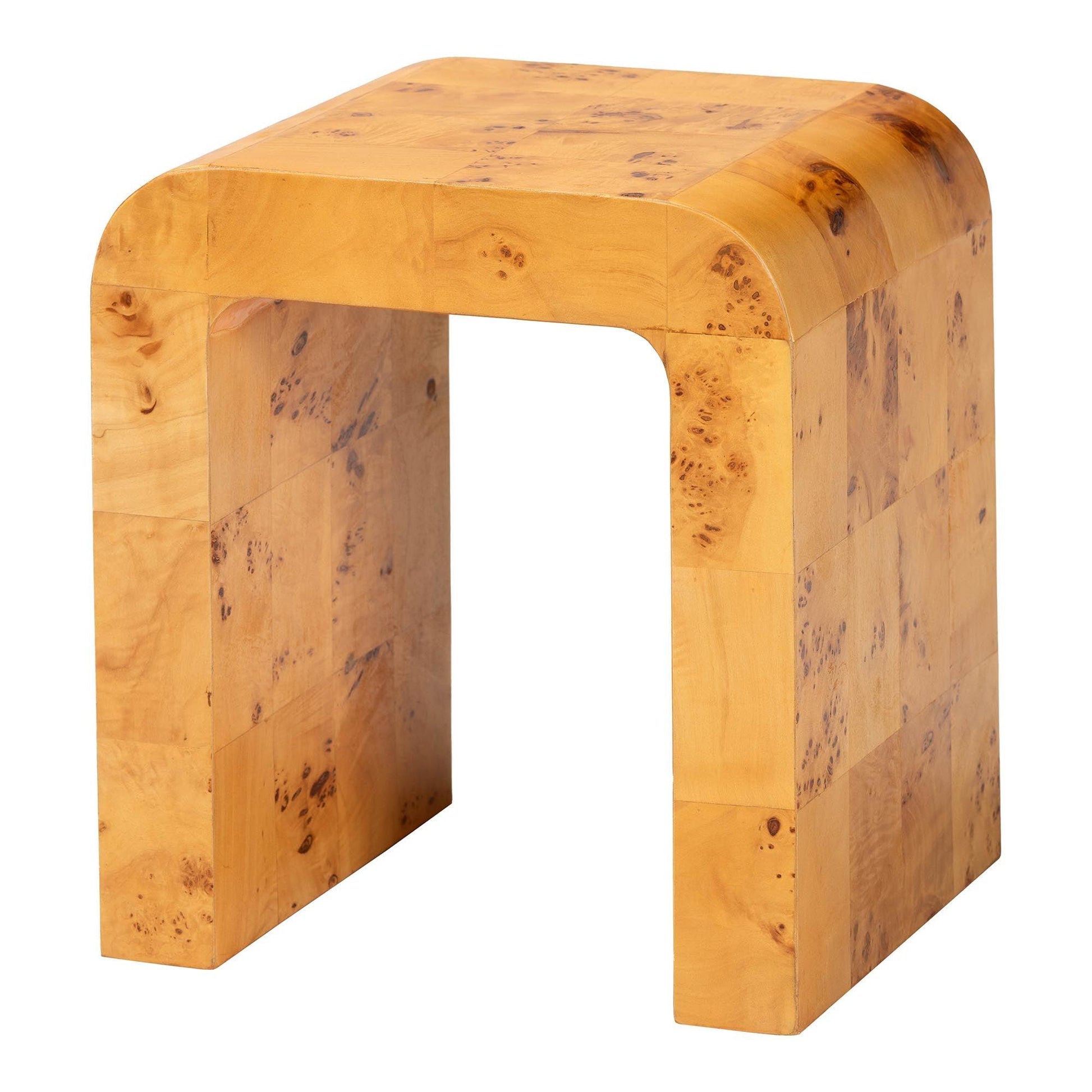 bali & pari Revelle Modern and Contemporary Natural Light Mappa Burl Wood End Table FredCo