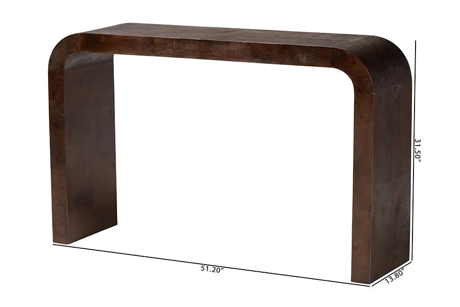 bali & pari Revelle Real Burl Wood Console Table in Dark Walnut Brown - Modern Entryway or Sofa Table with Waterfall Design and Minimalist Silhouette for Living Room or Hallway FredCo