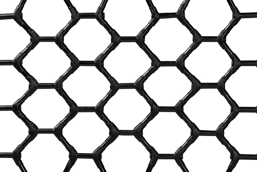 bali & pari Revonda Bohemian Black Rattan Queen Size Standalone Headboard FredCo
