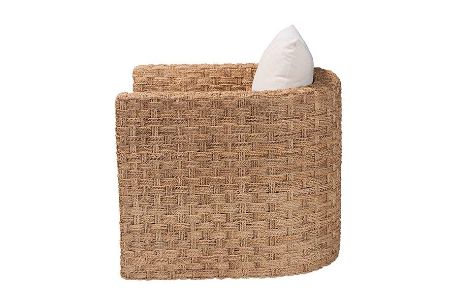 bali & pari Rhinos Bohemian Light Brown Seagrass Tuxedo Arm Chair FredCo