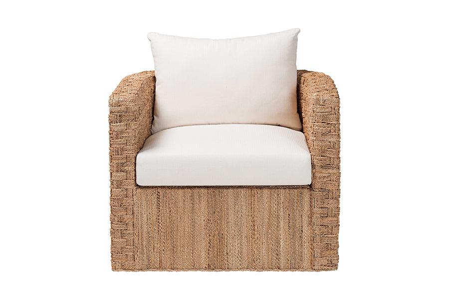 bali & pari Rhinos Bohemian Light Brown Seagrass Tuxedo Arm Chair FredCo