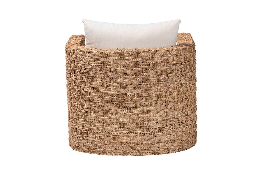 bali & pari Rhinos Bohemian Light Brown Seagrass Tuxedo Arm Chair FredCo