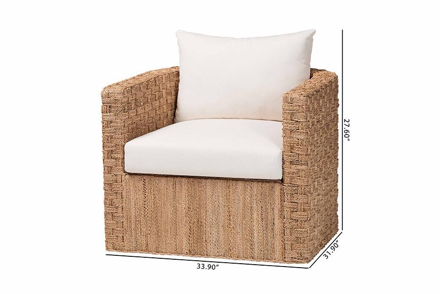 bali & pari Rhinos Bohemian Light Brown Seagrass Tuxedo Arm Chair FredCo