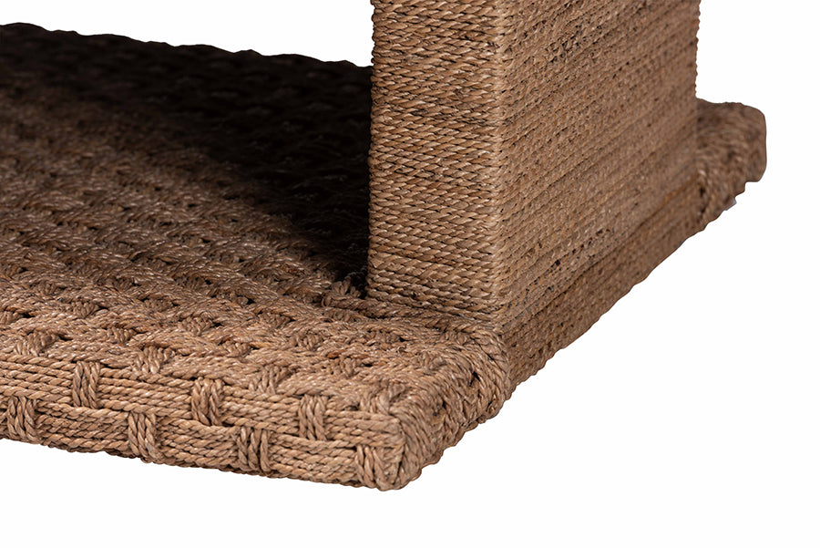 bali & pari Rhinos Handwoven Seagrass Coffee Table with Open Shelf - Rectangular Wicker Center Table for Living Room, Coastal Boho Style FredCo