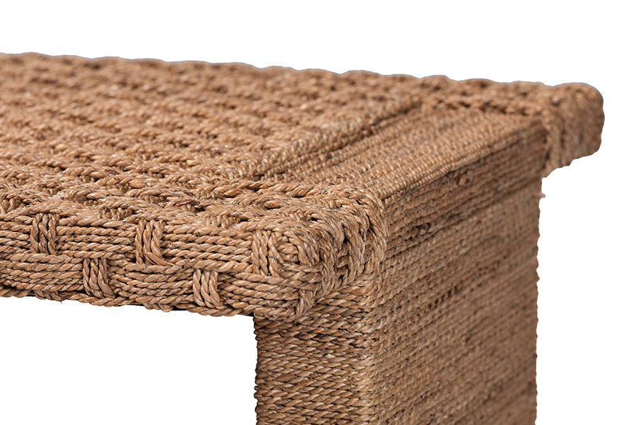 bali & pari Rhinos Handwoven Seagrass Coffee Table with Open Shelf - Rectangular Wicker Center Table for Living Room, Coastal Boho Style FredCo