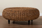 bali & pari Riau Handwoven Seagrass Coffee Table with Wooden Legs - Natural Wicker Round Living Room Table for Living Room or Bedroom Décor FredCo