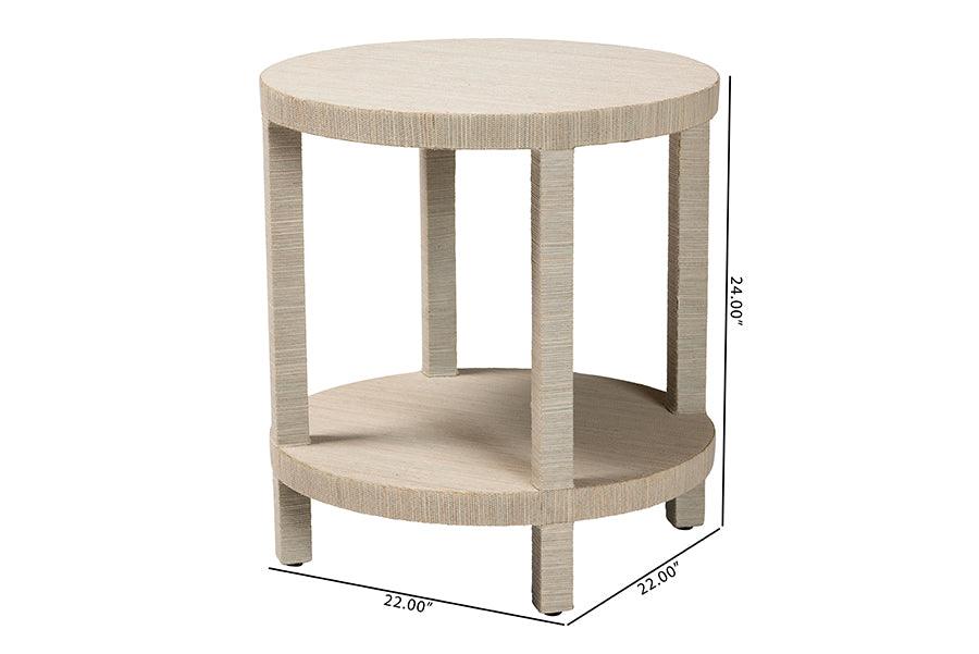 bali & pari Rocco Bohemian Woven Grasscloth End Table FredCo
