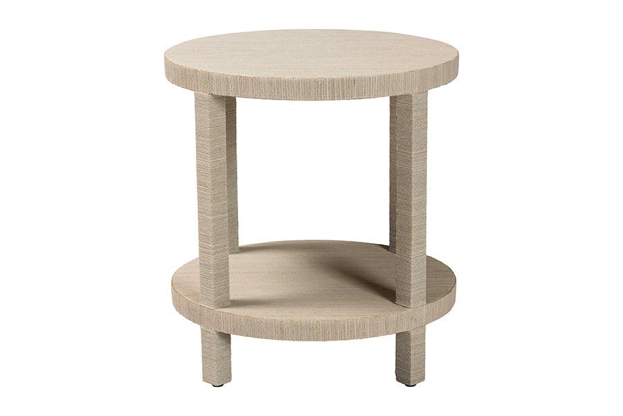 bali & pari Rocco Bohemian Woven Grasscloth End Table FredCo