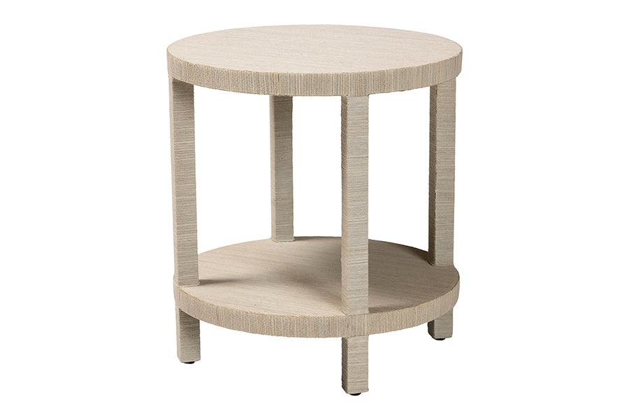 bali & pari Rocco Bohemian Woven Grasscloth End Table FredCo