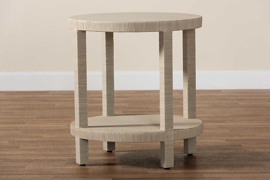 bali & pari Rocco Bohemian Woven Grasscloth End Table FredCo