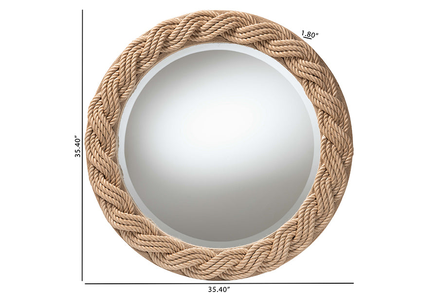 bali & pari Romana Braided Rope Mirror - Coastal Mirror with Woven Jute Accents for Farmhouse, Boho Wall Decor, Beach House FredCo