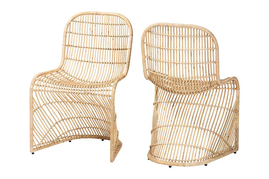 bali & pari Rosalba Bohemian Light Honey Rattan S-Curve Dining Chair FredCo