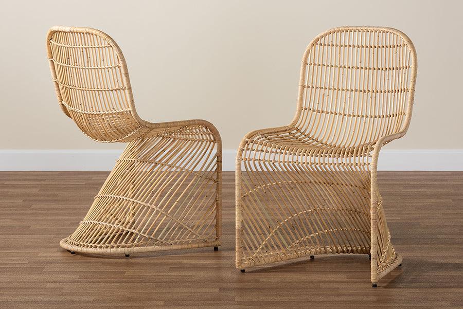 bali & pari Rosalba Bohemian Light Honey Rattan S-Curve Dining Chair FredCo